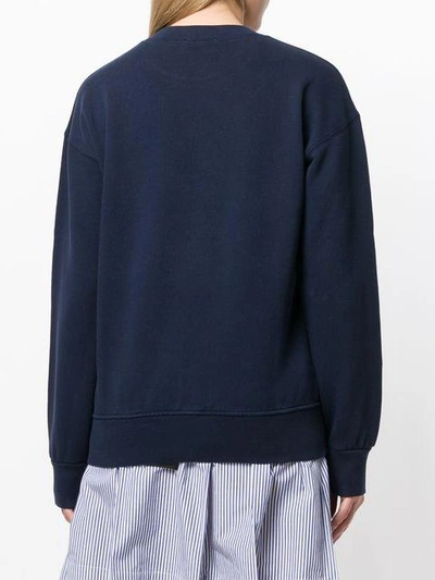 Shop Maison Kitsuné Logo Patch Sweatshirt - Blue