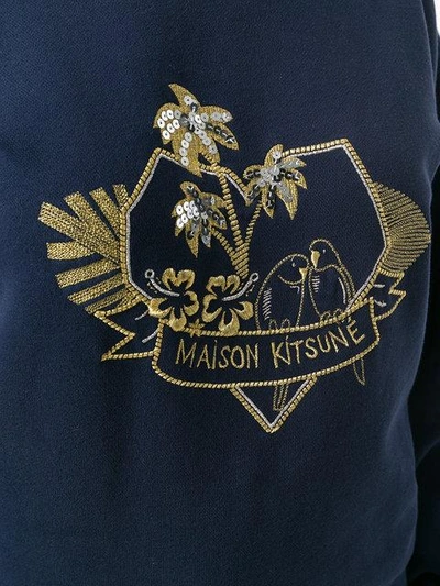 Shop Maison Kitsuné Logo Patch Sweatshirt - Blue