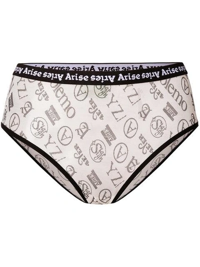 Shop Aries Sheer Printed Briefs - Neutrals