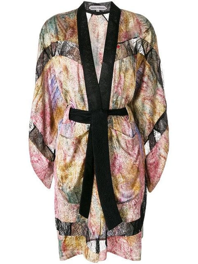 Shop Mumofsix Lace-trimmed Printed Kimono Dress