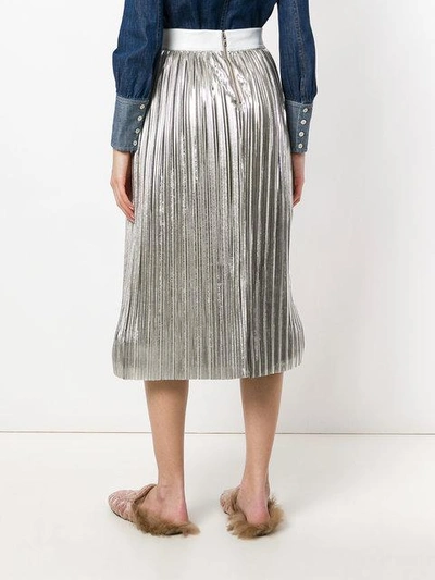 Shop Alice And Olivia Metallic Pleated Midi Skirt
