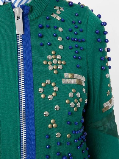 Shop Sacai Embellished Pearl Bomber Jacket