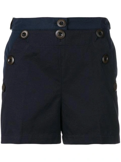 Shop Moncler Button Front Shorts In Blue