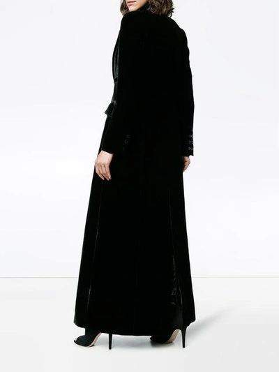 Shop Olivier Theyskens Silk Blend Velvet Long Sleeve Maxi Coat In Black