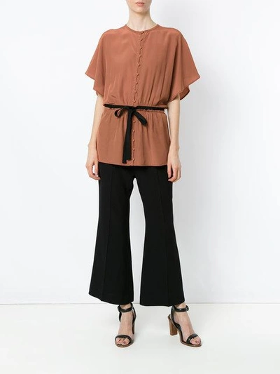 Shop Andrea Marques Bow Detail Blouse - Capuccino