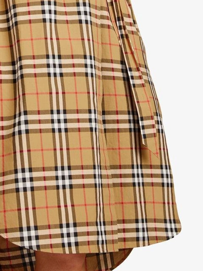 Shop Burberry Tie-waist Vintage Check Cotton Shirt In Brown
