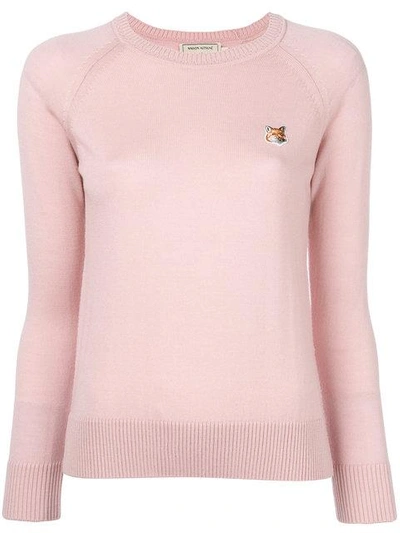 Shop Maison Kitsuné Embroidered Logo Slim-fit Sweater