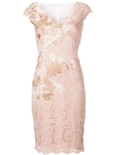 Shop Olvi S V-neck Lace Dress In Pink
