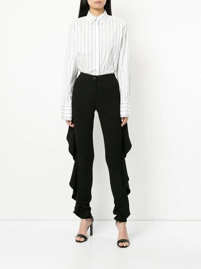 Shop Strateas Carlucci Striped Belted Shirt - White