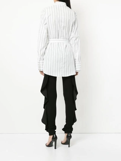 Shop Strateas Carlucci Striped Belted Shirt - White