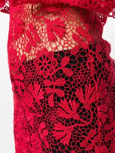 Shop Ermanno Scervino Floral Lace Long Blouse - Red