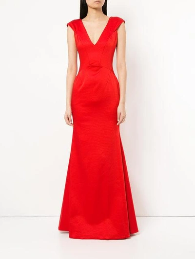 Shop Zac Zac Posen Sleeveless Gown In Red