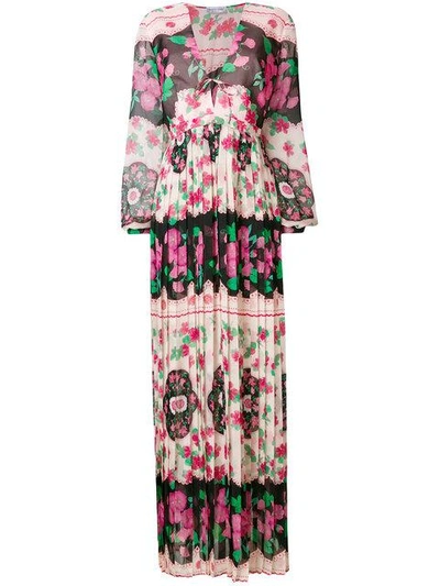Shop Raquel Diniz Pleated Floral Maxi Dress - Multicolour