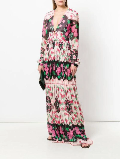 Shop Raquel Diniz Pleated Floral Maxi Dress - Multicolour