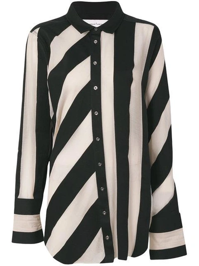 Shop Marques' Almeida Striped Raw-edged Shirt In Black