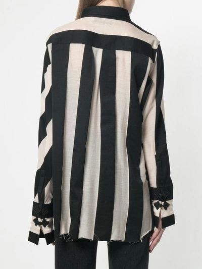 Shop Marques' Almeida Striped Raw-edged Shirt In Black