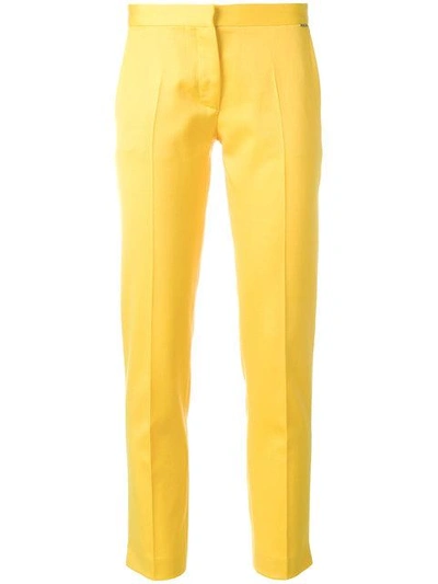 Shop Styland Cropped Design Trousers In Yellow