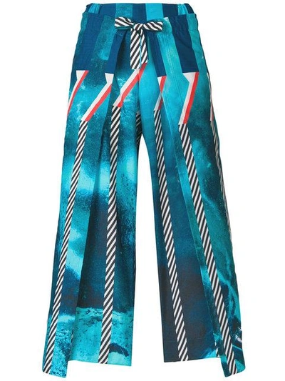 Shop Issey Miyake Cropped Pleated Trousers In Blue