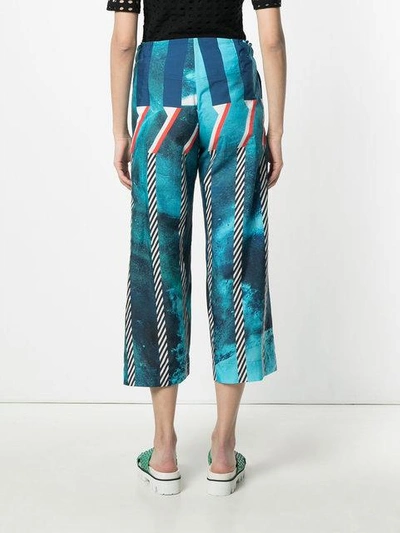 Shop Issey Miyake Cropped Pleated Trousers In Blue