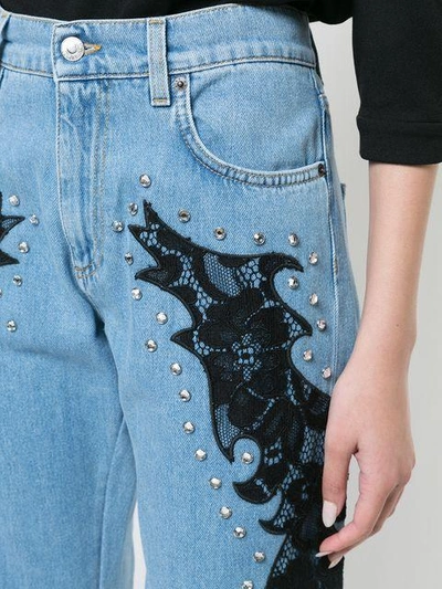 Shop Moschino Lace Detail Boyfriend Jeans