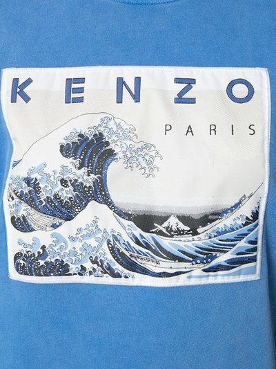 Shop Kenzo Kanagawa Wave Memento Sweatshirt - Blue