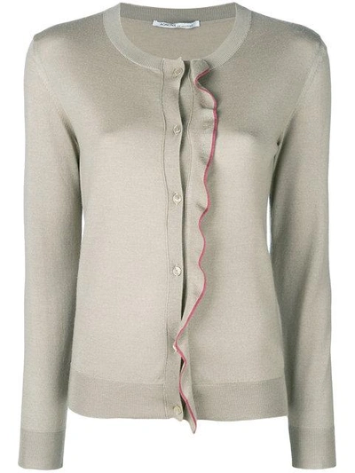 Shop Agnona Long Sleeve Ruffle Cardigan - Nude & Neutrals