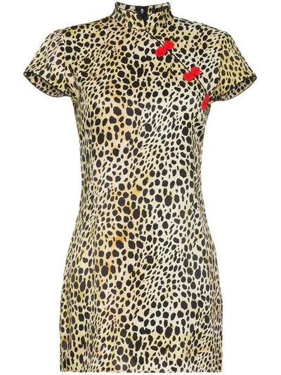 Shop De La Vali Silk Leopard Print Suki Dress - 01 Leopard
