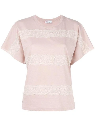 Shop Red Valentino Lace-up Detailing T-shirt - Pink