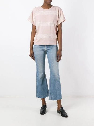 Shop Red Valentino Lace-up Detailing T-shirt - Pink