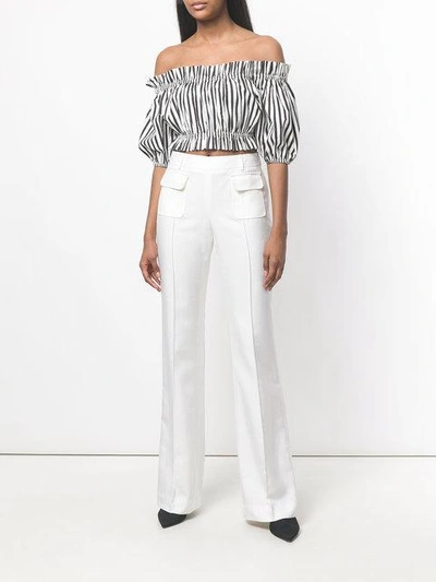 Shop Talbot Runhof Flared Trousers In White