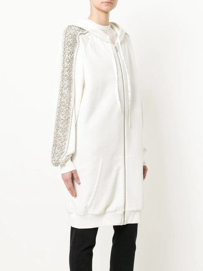 Shop Amen Embellished Sleeve Oversized Hooded Jacket