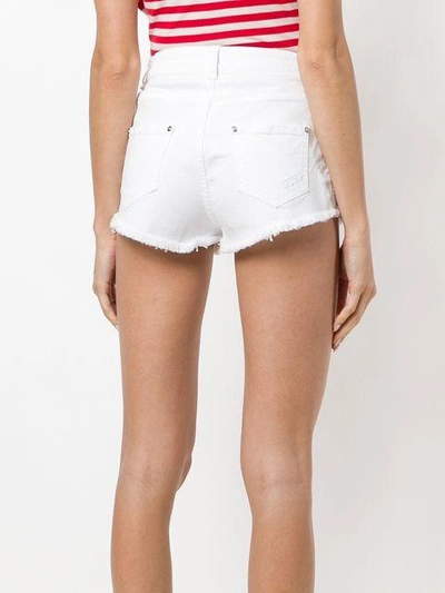 Shop Gcds Embroidered Flamingos Denim Shorts In White