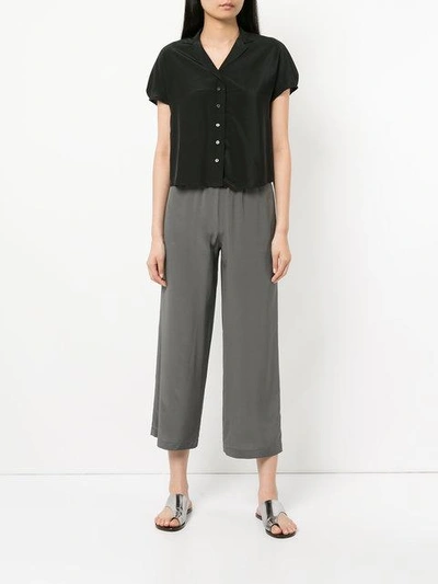 Shop Aspesi Cropped Loose Blouse In Black