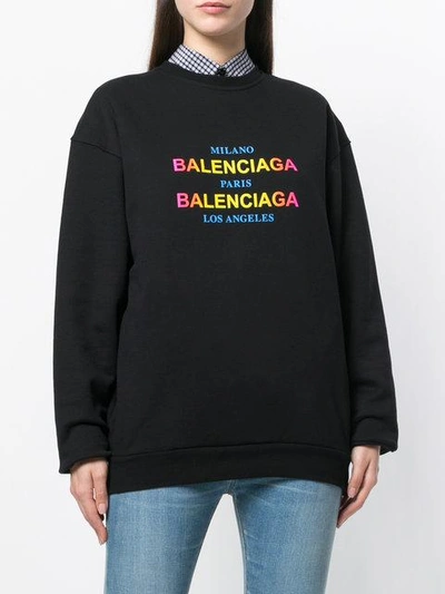 Shop Balenciaga Logo Printed Sweatshirt - Black