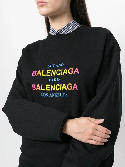 Shop Balenciaga Logo Printed Sweatshirt - Black