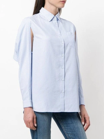 Shop Jovonna Slit Sleeve Checked Barbell Shirt In Blue