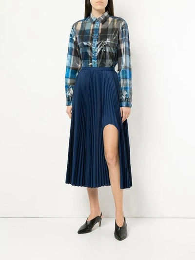 Shop Toga Pleated Cut Out Skirt In Blue