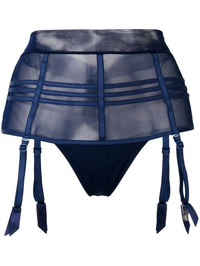 Shop Parah Mesh Caged Garter Belt In Blu
