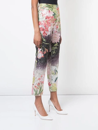 Shop Josie Natori Birds Of Paradise Cropped Trousers In Multicolour