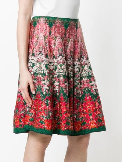 Shop Alexander Mcqueen Floral Embroidered Skirt - Multicolour