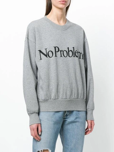 Shop Aries No Problemo Print Sweatshirt In Grey