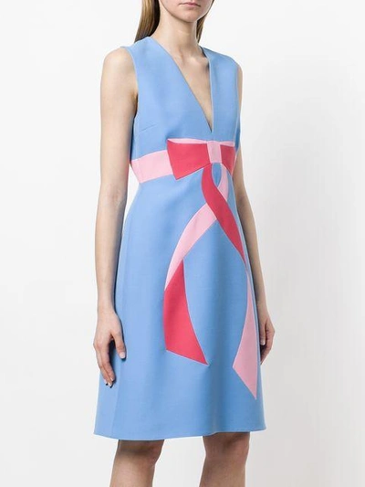 Shop Gucci Bow Intarsia Dress - Blue