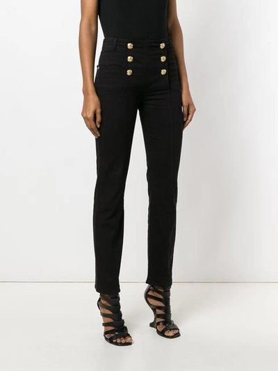 Shop Balmain Schmale Hose Mit Doppelreihigem Knopfverschluss In C0100