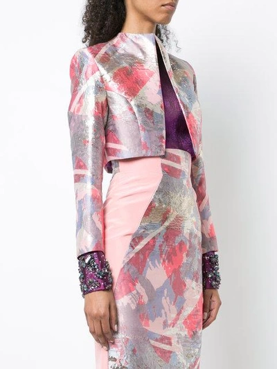 Shop Rubin Singer Abstract Print Cropped Jacket - Pink