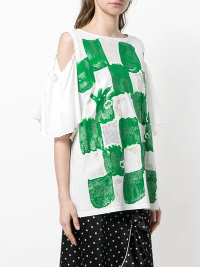 Shop Tsumori Chisato Off-shoulder Square Print T-shirt