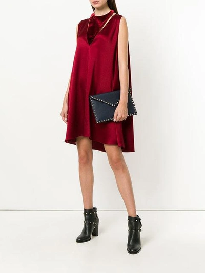 Shop Valentino Velvet Neck Hammered Satin Dress