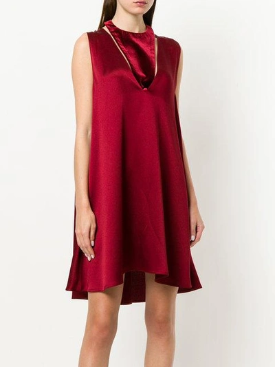 velvet neck hammered satin dress