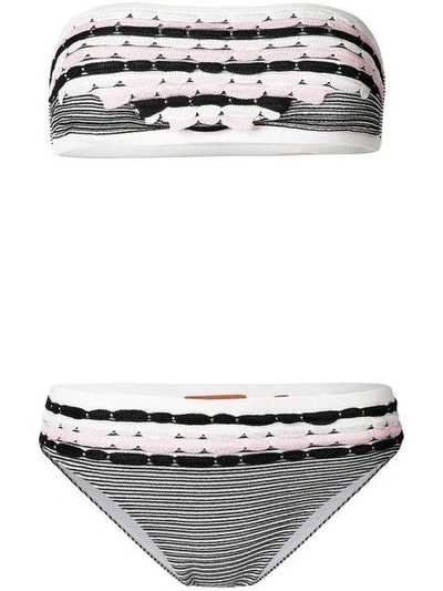 Shop Missoni Scalloped And Stripe Knit Bikini In White