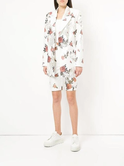 Shop Dalood Floral Print Shorts - White