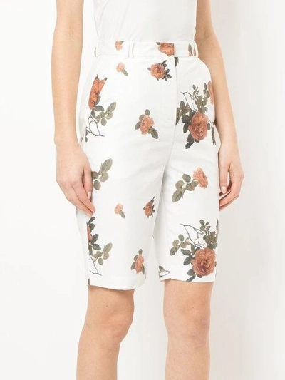 Shop Dalood Floral Print Shorts - White